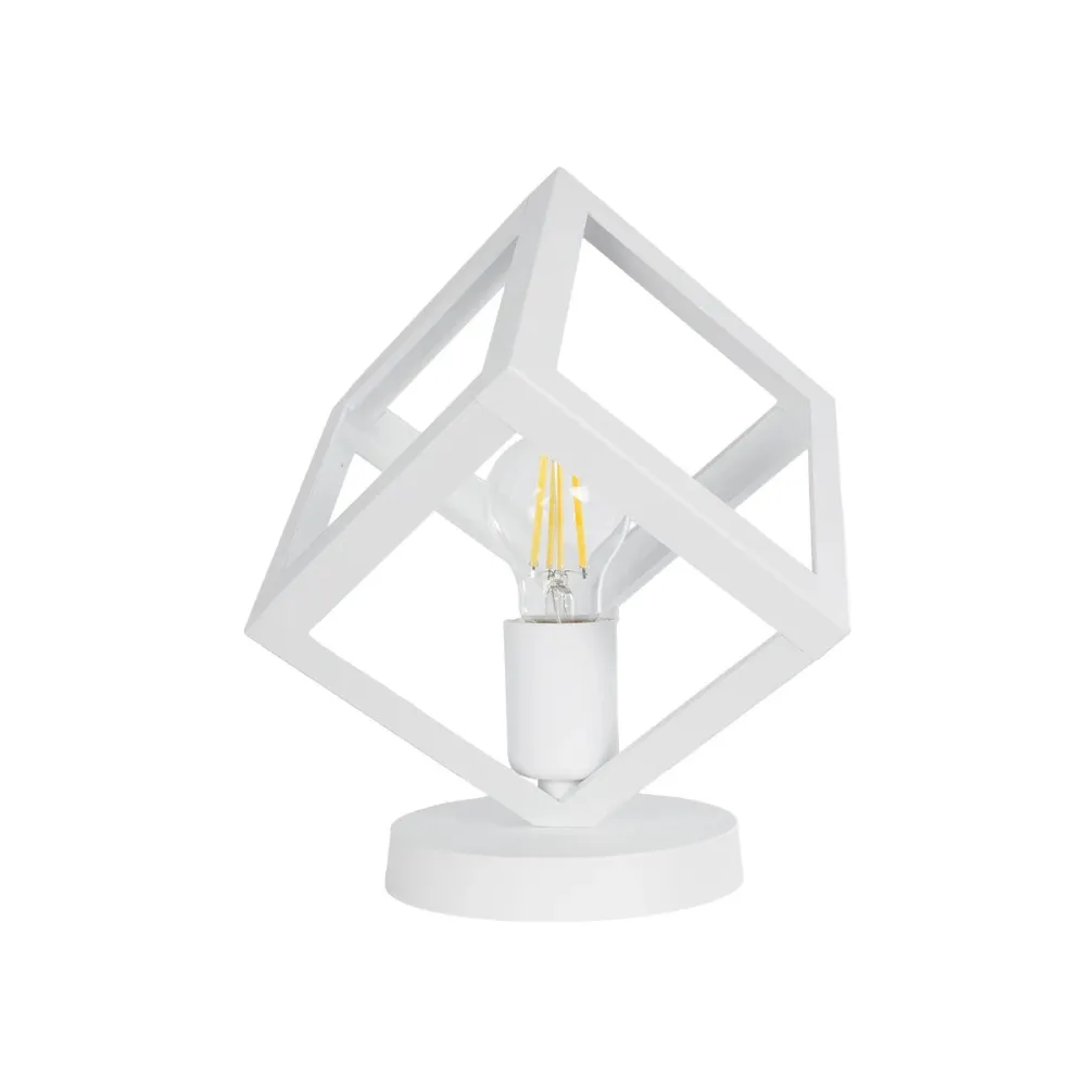 GLOBOSTAR® DISE 203-0273 Μοντέρνο Επιτραπέζιο Φωτιστικό Πορτατίφ με Ντουί 1 x E27 AC 220-240V IP20 - Λευκό - Μ28 x Π28 x Υ29cm