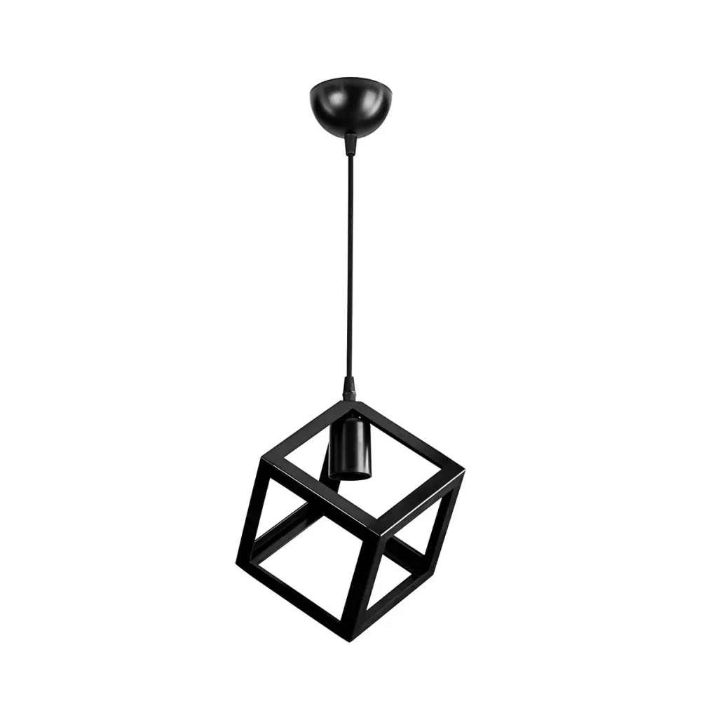 GLOBOSTAR® DISE 203-0274 Μοντέρνο Κρεμαστό Φωτιστικό Οροφής με Ντουί 1 x E27 AC 220-240V IP20 - Μαύρο - Μ28 x Π28 x Υ29cm