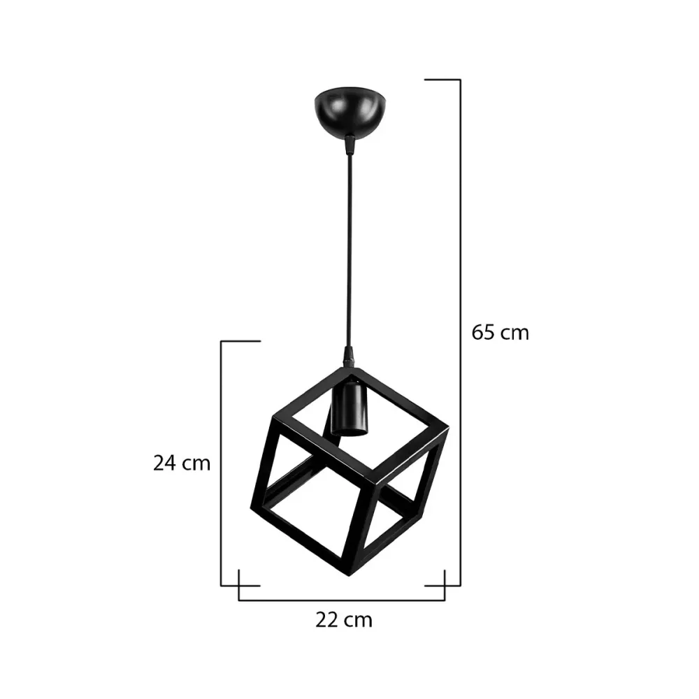 GLOBOSTAR® DISE 203-0274 Μοντέρνο Κρεμαστό Φωτιστικό Οροφής με Ντουί 1 x E27 AC 220-240V IP20 - Μαύρο - Μ28 x Π28 x Υ29cm