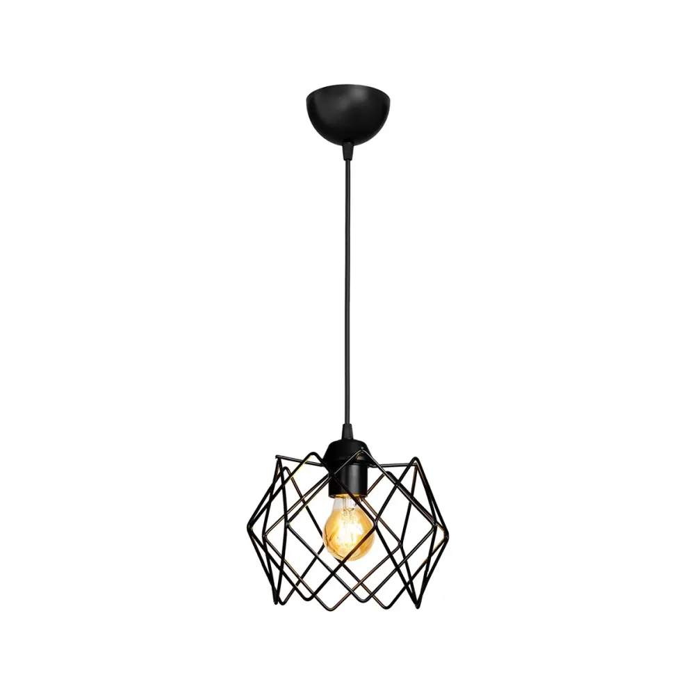 GLOBOSTAR® VORTEX 203-0277 Μοντέρνο Κρεμαστό Φωτιστικό Οροφής με Ντουί 1 x E27 AC 220-240V IP20 - Μαύρο - Μ23.5 x Π23.5 x Υ20cm