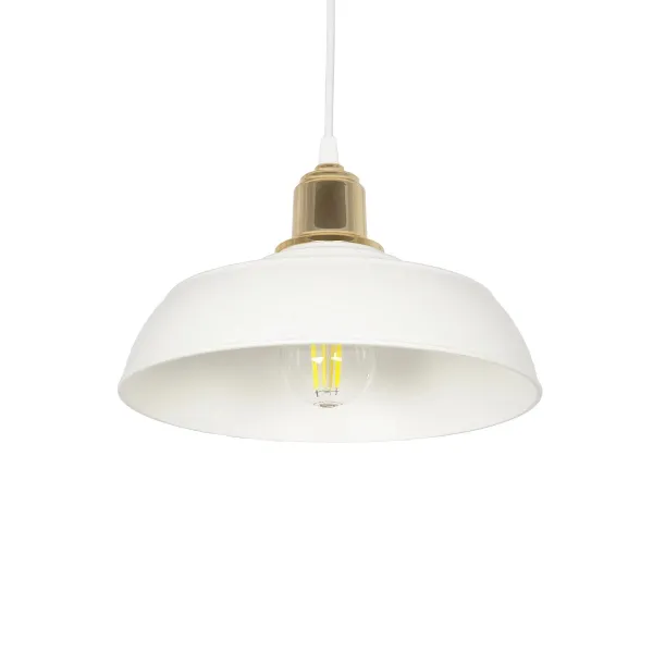 GLOBOSTAR® LOAN 203-0281 Μοντέρνο Κρεμαστό Φωτιστικό Οροφής με Ντουί 1 x E27 AC 220-240V IP20 - Λευκό & Χρυσό  -Μ25.5 x Π25.5 x Υ17cm