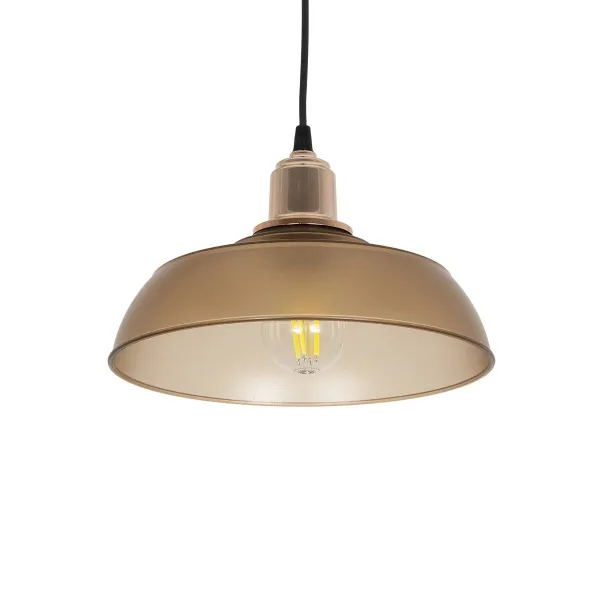 GLOBOSTAR® LOAN 203-0285 Μοντέρνο Κρεμαστό Φωτιστικό Οροφής με Ντουί 1 x E27 AC 220-240V IP20 - Καφέ & Μπρονζέ - Μ25.5 x Π25.5 x Υ17cm