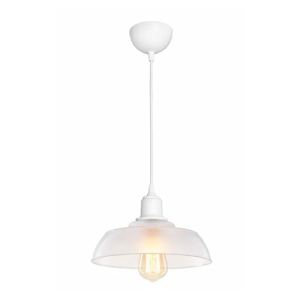 GLOBOSTAR® LOAN 203-0286 Μοντέρνο Κρεμαστό Φωτιστικό Οροφής με Ντουί 1 x E27 AC 220-240V IP20 - Λευκό Δίαφανο - Μ25.5 x Π25.5 x Υ17cm