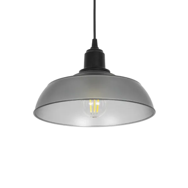 GLOBOSTAR® LOAN 203-0287 Μοντέρνο Κρεμαστό Φωτιστικό Οροφής με Ντουί 1 x E27 AC 220-240V IP20 - Γκρι Δίαφανο - Μ25.5 x Π25.5 x Υ17cm