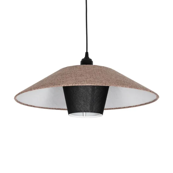 GLOBOSTAR® STORM 203-0294 Μοντέρνο Κρεμαστό Φωτιστικό Οροφής με Ντουί 1 x E27 AC 220-240V IP20 - Μαύρο &  Μπεζ - Μ50 x Π50 x Υ24cm