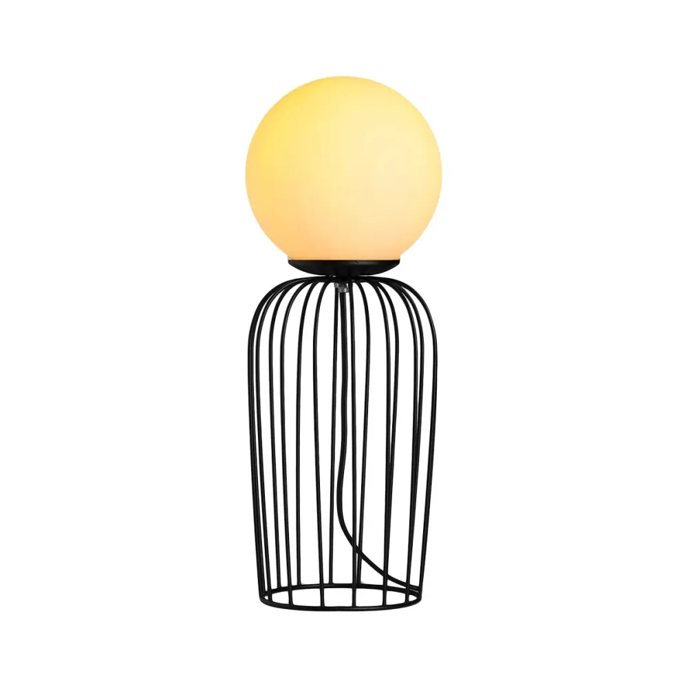 GLOBOSTAR® KAZAF 203-0295 Μοντέρνο Επιτραπέζιο Φωτιστικό Πορτατίφ με Ντουί 1 x E27 AC 220-240V IP20 - Μαύρο & Λευκό - Μ16 x Π16 x Υ40cm