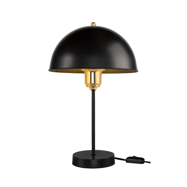 GLOBOSTAR® GAZETA 203-0298 Μοντέρνο Επιτραπέζιο Φωτιστικό Πορτατίφ με Ντουί 1 x E27 AC 220-240V IP20 - Μαύρο & Χρυσό - Μ25 x Π25 x Υ39cm