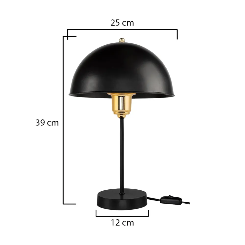 GLOBOSTAR® GAZETA 203-0298 Μοντέρνο Επιτραπέζιο Φωτιστικό Πορτατίφ με Ντουί 1 x E27 AC 220-240V IP20 - Μαύρο & Χρυσό - Μ25 x Π25 x Υ39cm