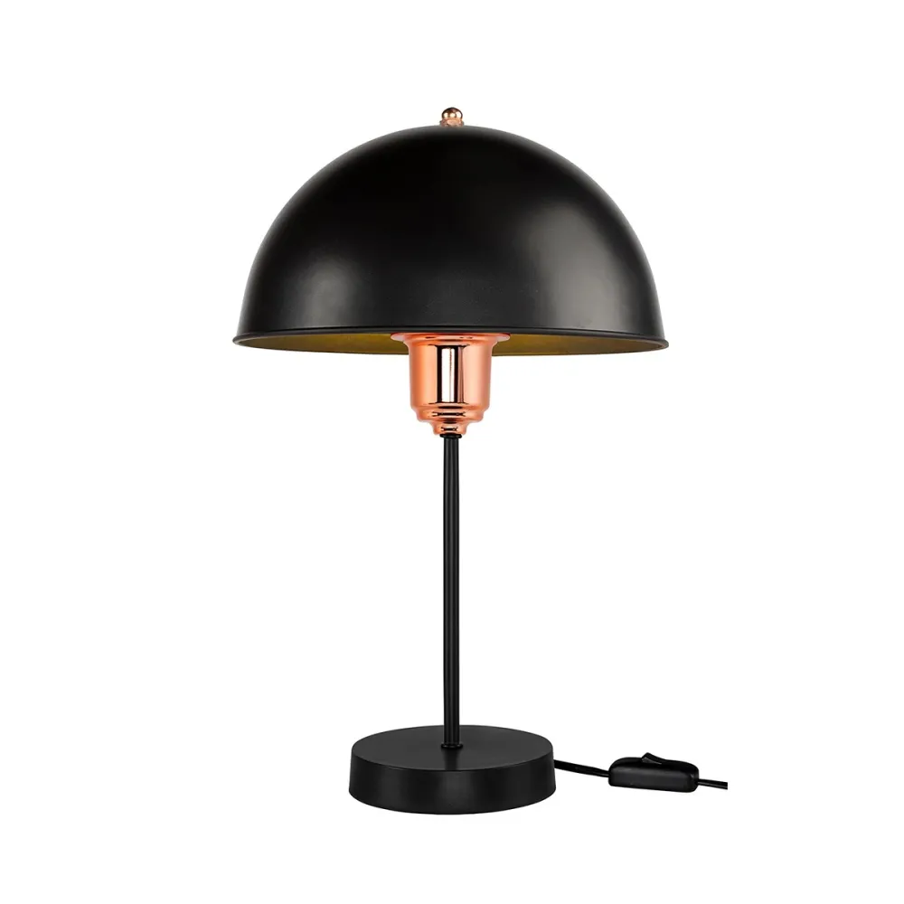 GLOBOSTAR® GAZETA 203-0300 Μοντέρνο Επιτραπέζιο Φωτιστικό Πορτατίφ με Ντουί 1 x E27 AC 220-240V IP20 - Μαύρο & Μπρονζέ - Μ25 x Π25 x Υ39cm