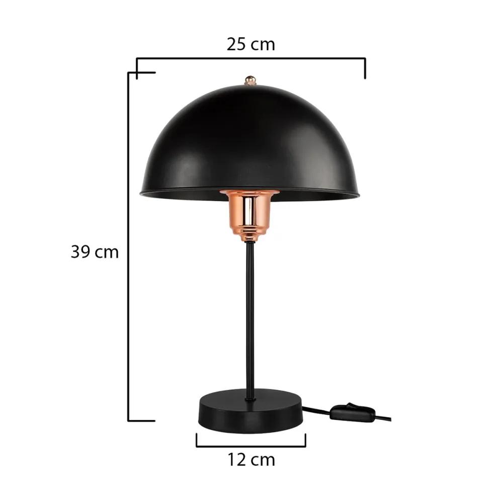 GLOBOSTAR® GAZETA 203-0300 Μοντέρνο Επιτραπέζιο Φωτιστικό Πορτατίφ με Ντουί 1 x E27 AC 220-240V IP20 - Μαύρο & Μπρονζέ - Μ25 x Π25 x Υ39cm