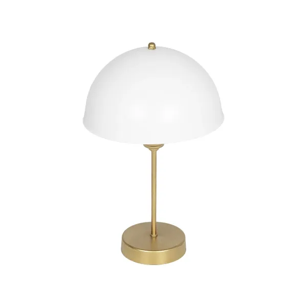 GLOBOSTAR® GAZETA 203-0303 Μοντέρνο Επιτραπέζιο Φωτιστικό Πορτατίφ με Ντουί 1 x E27 AC 220-240V IP20 - Λευκό & Μπρονζέ  - Μ25 x Π25 x Υ39cm