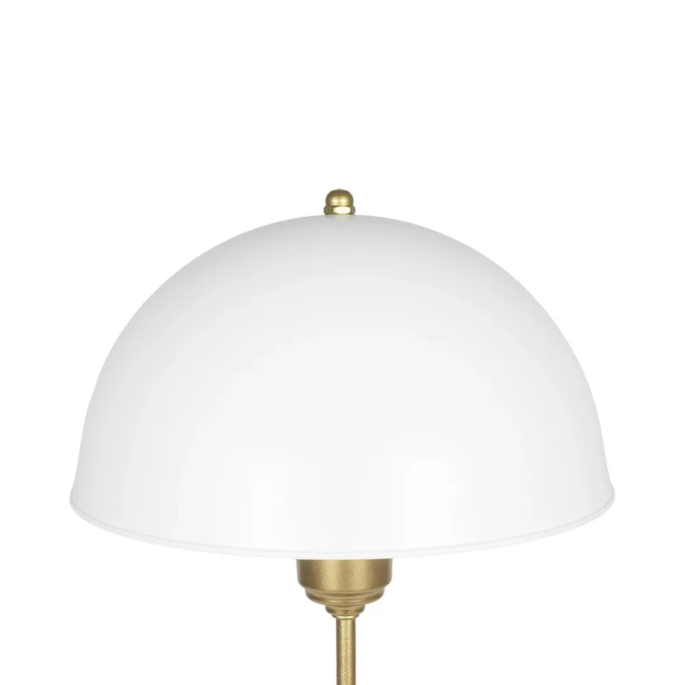 GLOBOSTAR® GAZETA 203-0303 Μοντέρνο Επιτραπέζιο Φωτιστικό Πορτατίφ με Ντουί 1 x E27 AC 220-240V IP20 - Λευκό & Μπρονζέ  - Μ25 x Π25 x Υ39cm