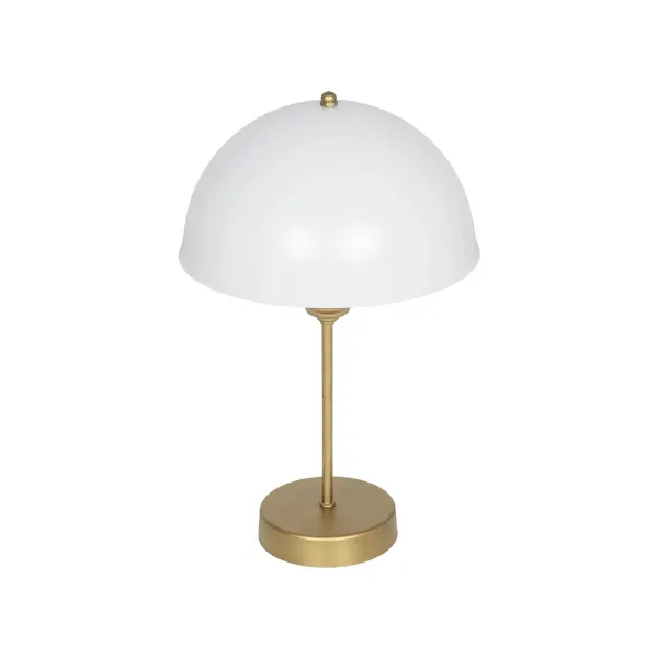 GLOBOSTAR® GAZETA 203-0304 Μοντέρνο Επιτραπέζιο Φωτιστικό Πορτατίφ με Ντουί 1 x E27 AC 220-240V IP20 - Λευκό Δίαφανο & Μπρονζέ  - Μ25 x Π25 x Υ39cm