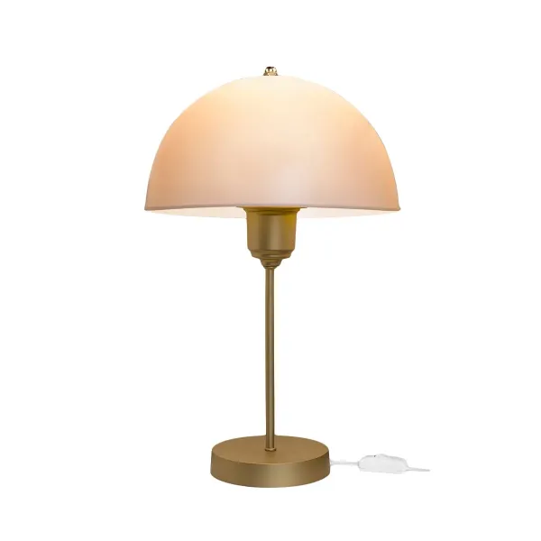 GLOBOSTAR® GAZETA 203-0304 Μοντέρνο Επιτραπέζιο Φωτιστικό Πορτατίφ με Ντουί 1 x E27 AC 220-240V IP20 - Λευκό Δίαφανο & Μπρονζέ  - Μ25 x Π25 x Υ39cm