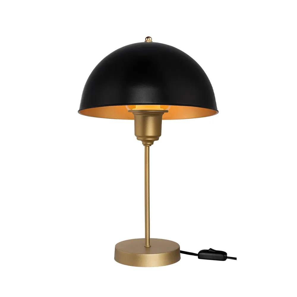 GLOBOSTAR® GAZETA 203-0305 Μοντέρνο Επιτραπέζιο Φωτιστικό Πορτατίφ με Ντουί 1 x E27 AC 220-240V IP20 - Μαύρο & Χρυσό - Μ25 x Π25 x Υ39cm