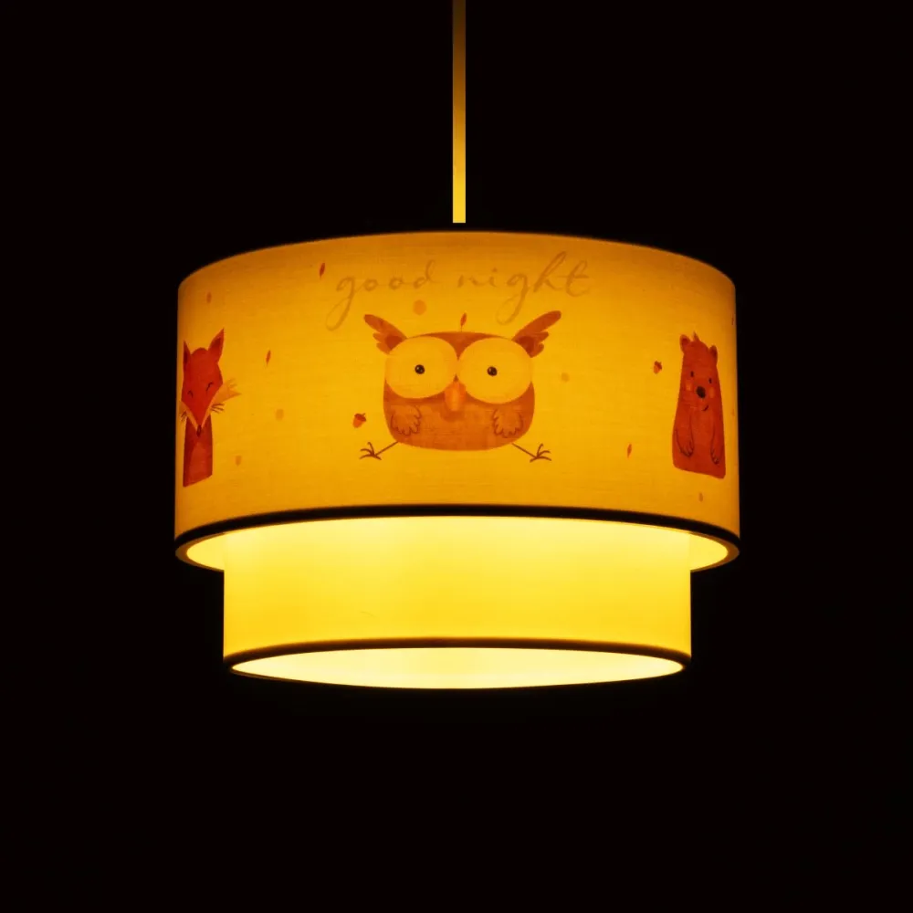 GLOBOSTAR® OWL 204-0001 Παιδικό Κρεμαστό Φωτιστικό Οροφής με Ντουί 1 x E27 AC 220-240V IP20 - Πολύχρωμο - Μ30 x Π30 x Υ24cm