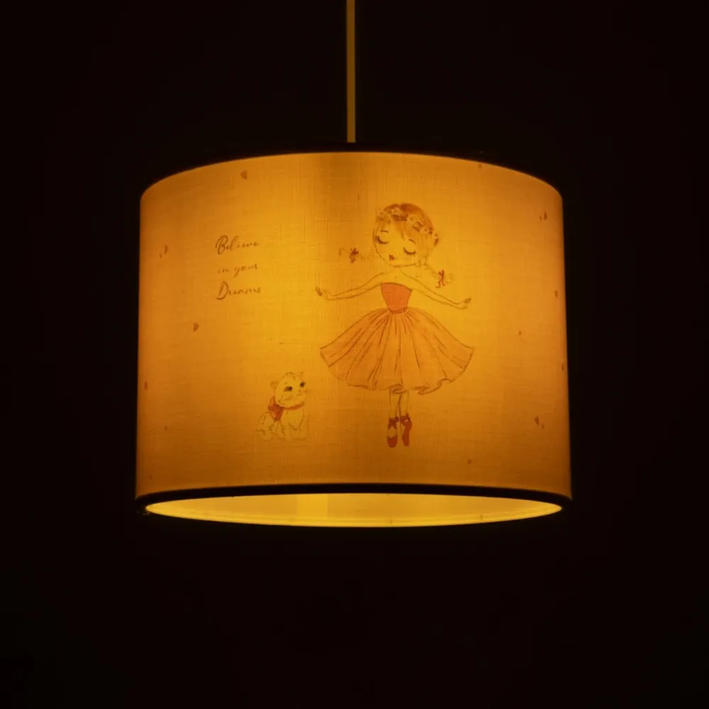GLOBOSTAR® BALLERINA 204-0015 Παιδικό Κρεμαστό Φωτιστικό Οροφής με Ντουί 1 x E27 AC 220-240V IP20 - Ροζ - Μ28 x Π28 x Υ24cm