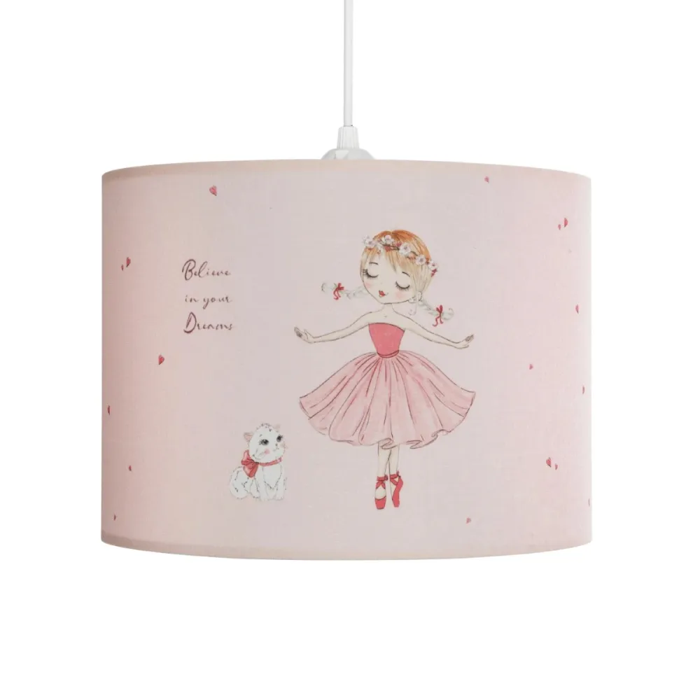 GLOBOSTAR® BALLERINA 204-0015 Παιδικό Κρεμαστό Φωτιστικό Οροφής με Ντουί 1 x E27 AC 220-240V IP20 - Ροζ - Μ28 x Π28 x Υ24cm