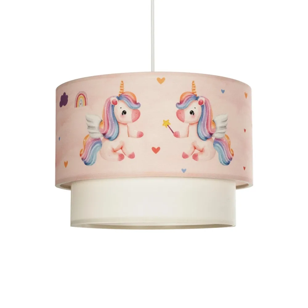 GLOBOSTAR® PONY 204-0016 Παιδικό Κρεμαστό Φωτιστικό Οροφής με Ντουί 1 x E27 AC 220-240V IP20 - Ροζ - Μ30 x Π30 x Υ24cm