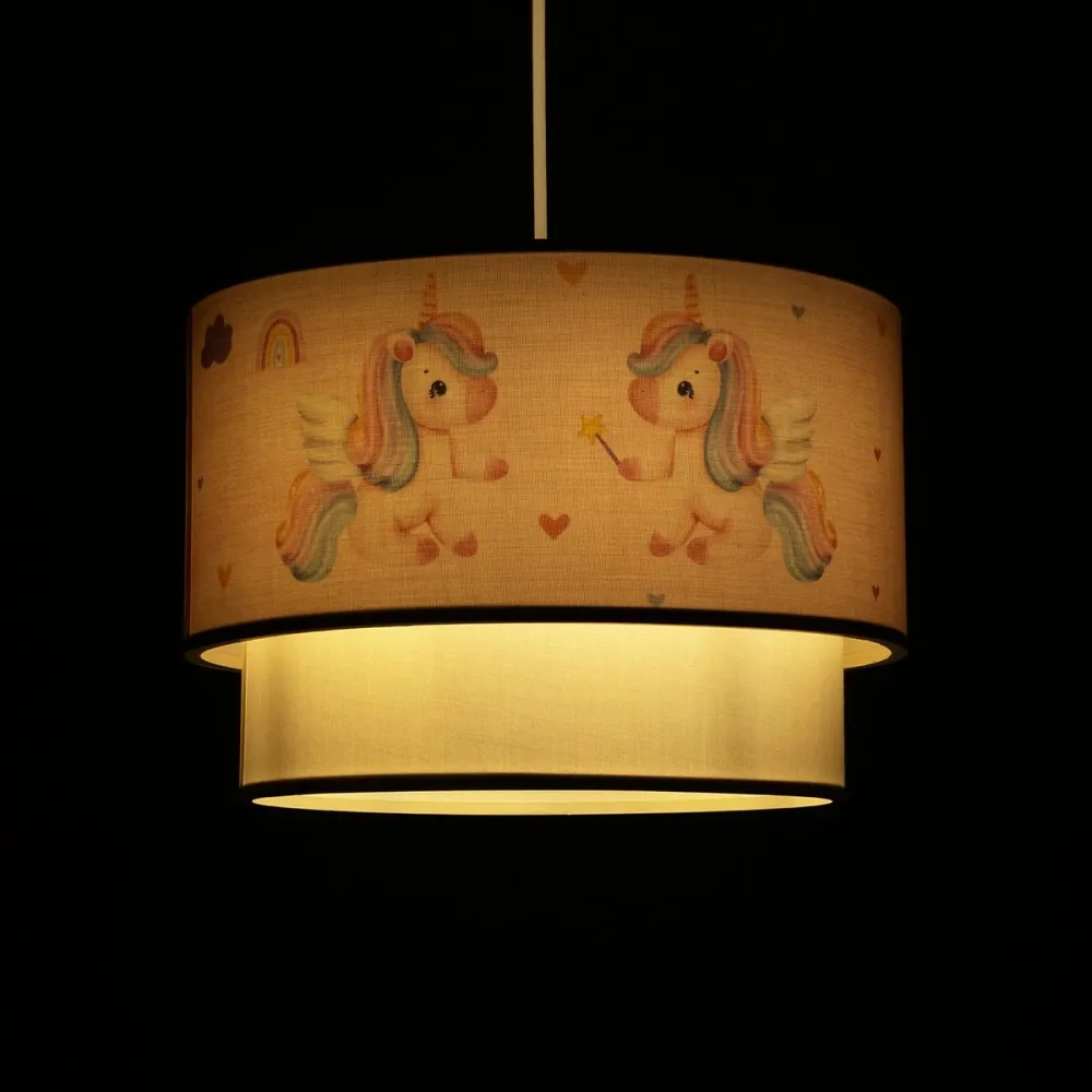 GLOBOSTAR® PONY 204-0016 Παιδικό Κρεμαστό Φωτιστικό Οροφής με Ντουί 1 x E27 AC 220-240V IP20 - Ροζ - Μ30 x Π30 x Υ24cm