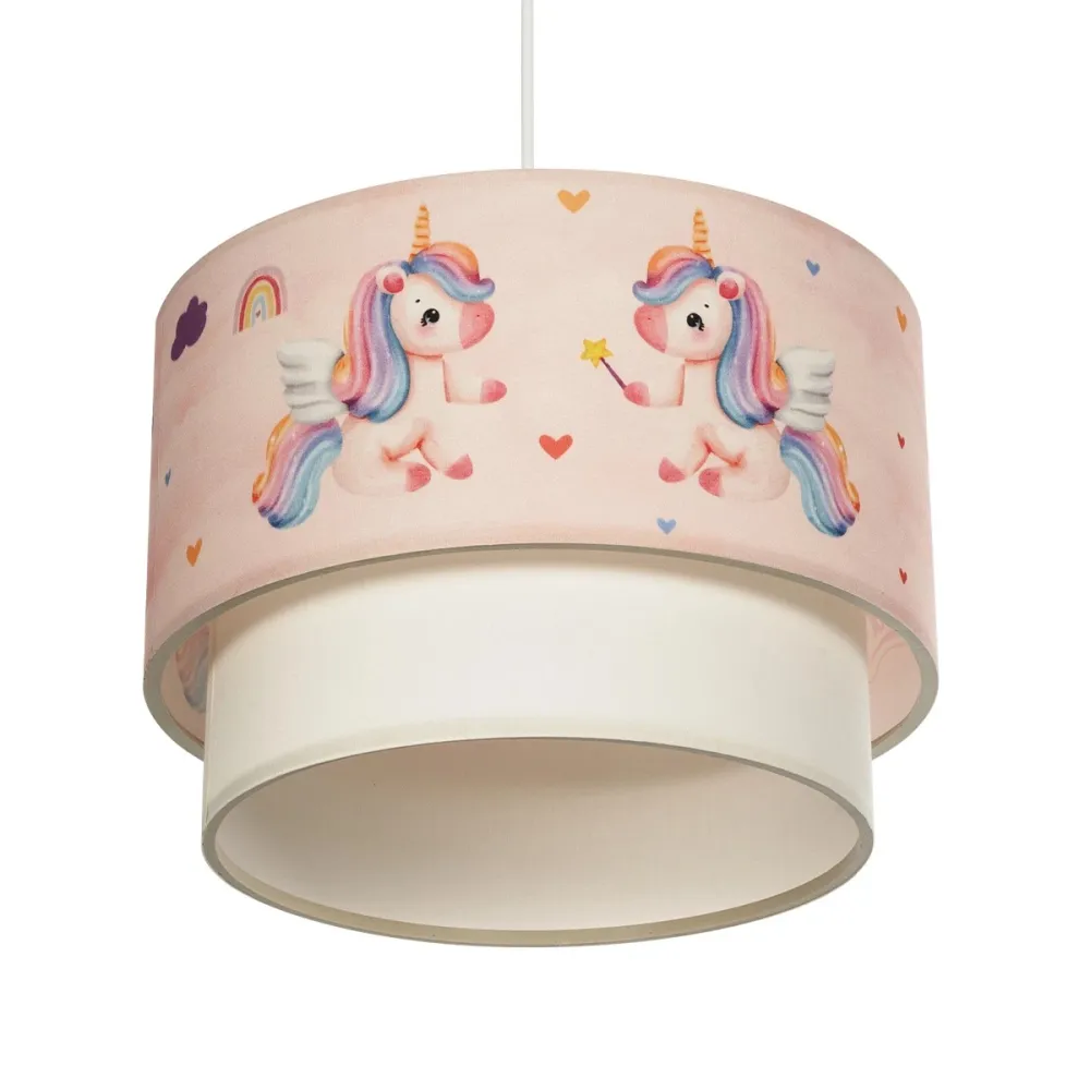 GLOBOSTAR® PONY 204-0016 Παιδικό Κρεμαστό Φωτιστικό Οροφής με Ντουί 1 x E27 AC 220-240V IP20 - Ροζ - Μ30 x Π30 x Υ24cm