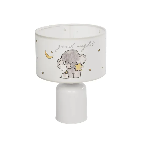 GloboStar® ELEPHANT 204-0025 Παιδικό Eπιτραπέζιο Φωτιστικό Πορτατίφ Μονόφωτο 1 x E27 IP20 Πολύχρωμο Ύφασμα με Λευκό Πλαστικό - Μ24 x Π24 x Υ32cm