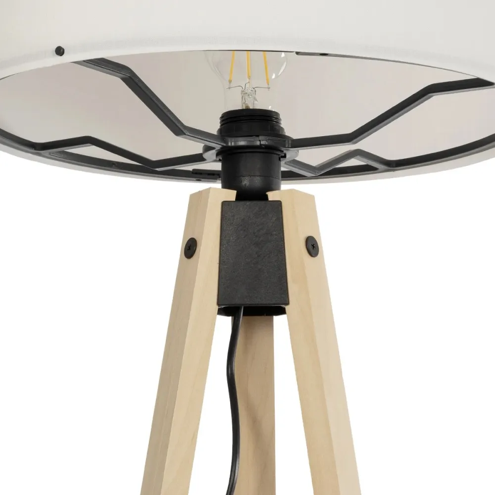 GLOBOSTAR® SAGA 204-0046 Μοντέρνο Επιδαπέδιο Φωτιστικό με Ντουί 1 x E27 AC 220-240V IP20 - Μπεζ & Λευκό - Μ38 x Π38 x Υ140cm