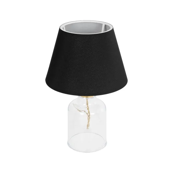 GLOBOSTAR® TRANS 204-0054 Μοντέρνο Επιτραπέζιο Φωτιστικό Πορτατίφ με Ντουί 1 x E27 AC 220-240V IP20 - Διάφανο & Μαύρο - Μ22 x Π22 x Υ34cm