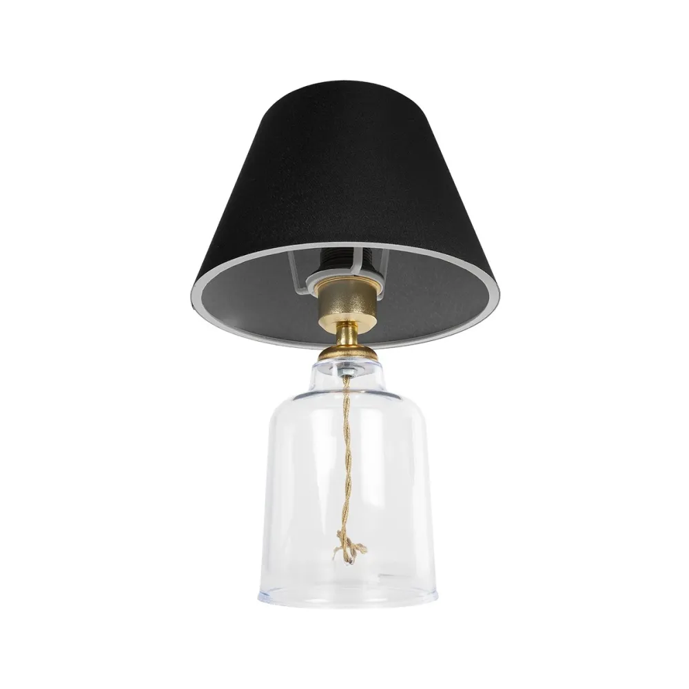 GLOBOSTAR® TRANS 204-0054 Μοντέρνο Επιτραπέζιο Φωτιστικό Πορτατίφ με Ντουί 1 x E27 AC 220-240V IP20 - Διάφανο & Μαύρο - Μ22 x Π22 x Υ34cm