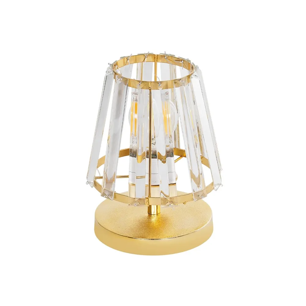 GLOBOSTAR® GLASSY 204-0064 Μοντέρνο Επιτραπέζιο Φωτιστικό Πορτατίφ με Ντουί 1 x E27 AC 220-240V IP20 - Χρυσό & Διάφανο - Μ18 x Π180 x Υ22cm