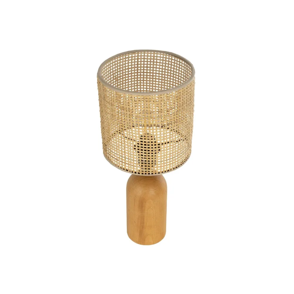 GLOBOSTAR® HARD 204-0065 Boho Επιτραπέζιο Φωτιστικό Πορτατίφ με Ντουί 1 x E14 AC 220-240V IP20 - Καφέ & Μπεζ - Μ15 x Π15 x Υ35cm