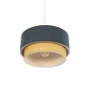 GLOBOSTAR® BIGGIE 204-0094 Μοντέρνο Κρεμαστό Φωτιστικό Οροφής με Ντουί 1 x E27 AC 220-240V IP20 - Μπλε & Μπεζ - Μ30 x Π30 x Υ17cm