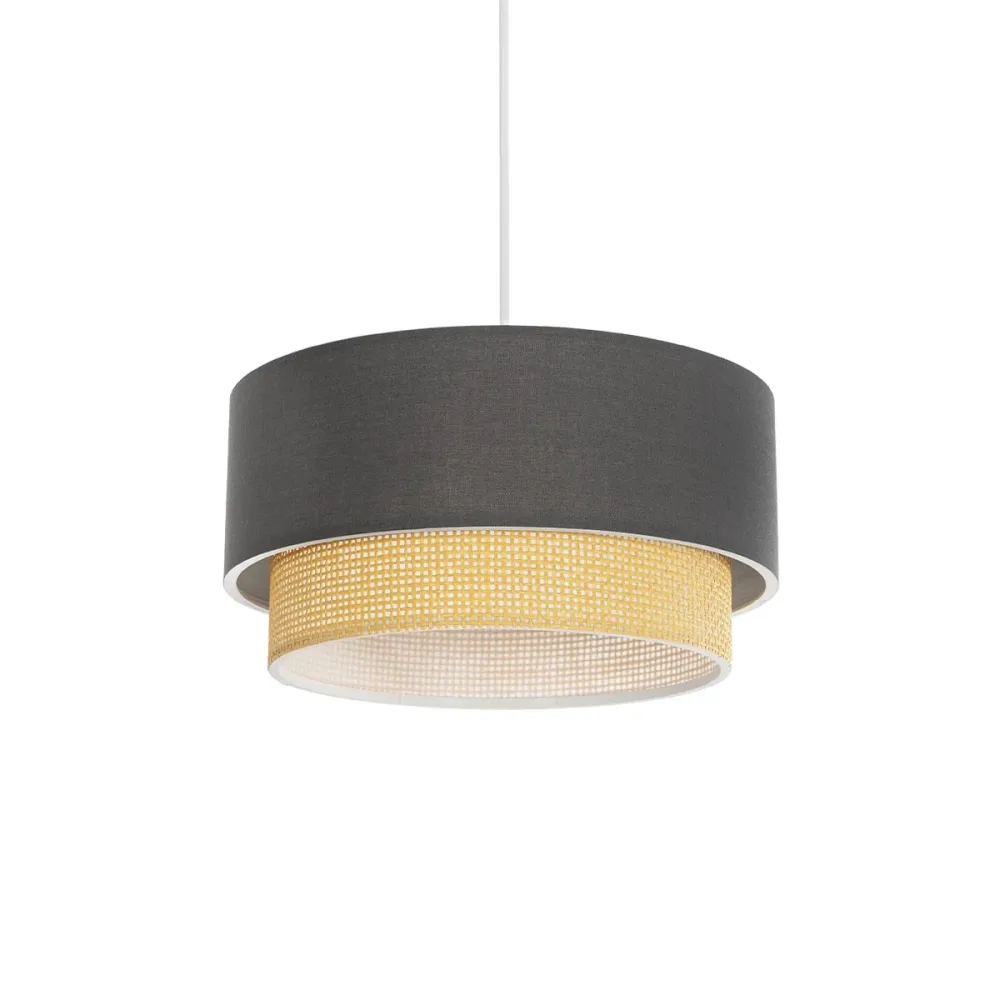 GLOBOSTAR® BIGGIE 204-0095 Μοντέρνο Κρεμαστό Φωτιστικό Οροφής με Ντουί 1 x E27 AC 220-240V IP20 - Γκρι & Μπεζ - Μ30 x Π30 x Υ17cm