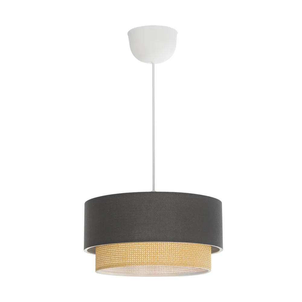 GLOBOSTAR® BIGGIE 204-0095 Μοντέρνο Κρεμαστό Φωτιστικό Οροφής με Ντουί 1 x E27 AC 220-240V IP20 - Γκρι & Μπεζ - Μ30 x Π30 x Υ17cm