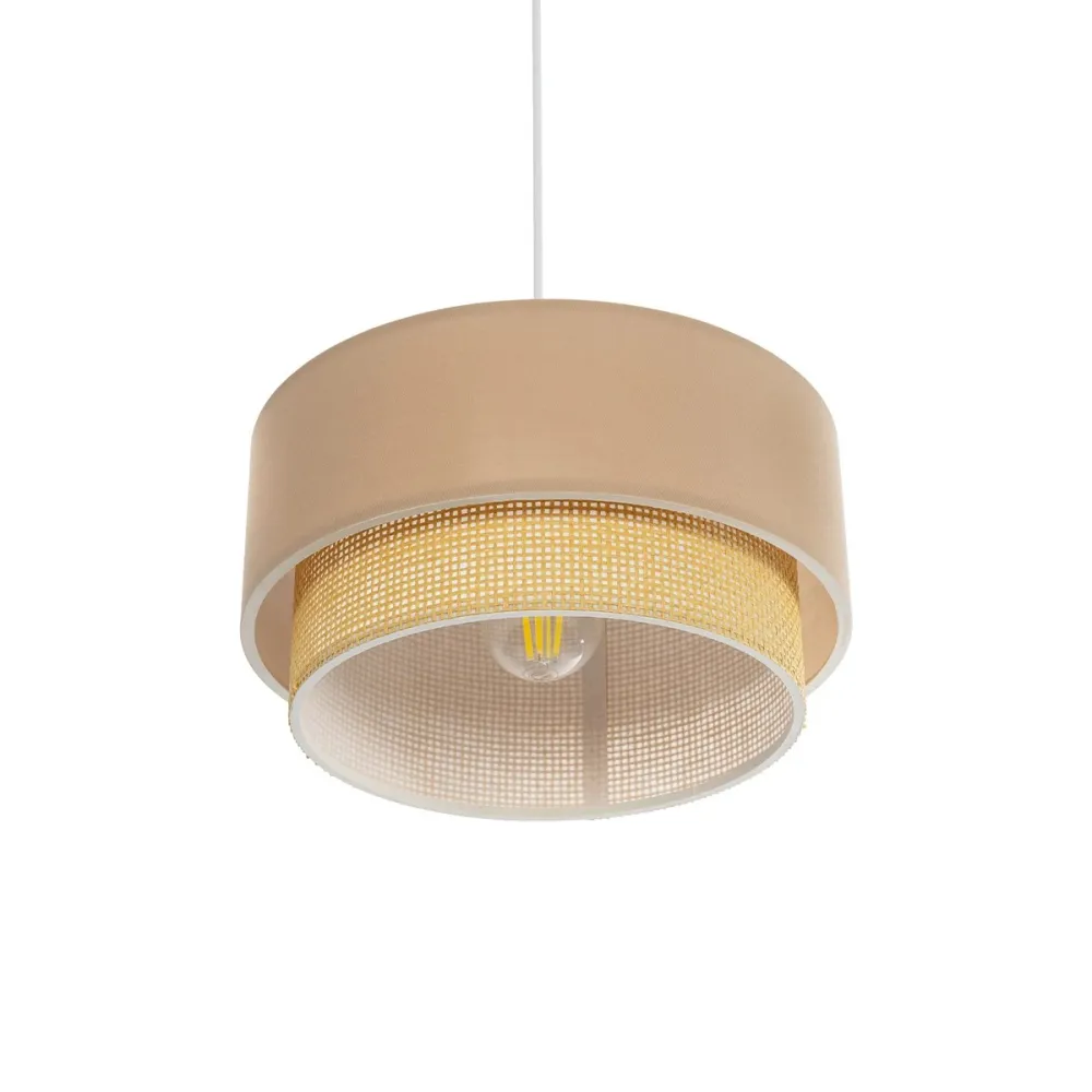 GLOBOSTAR® BIGGIE 204-0096 Μοντέρνο Κρεμαστό Φωτιστικό Οροφής με Ντουί 1 x E27 AC 220-240V IP20 - Μπεζ - Μ30 x Π30 x Υ17cm