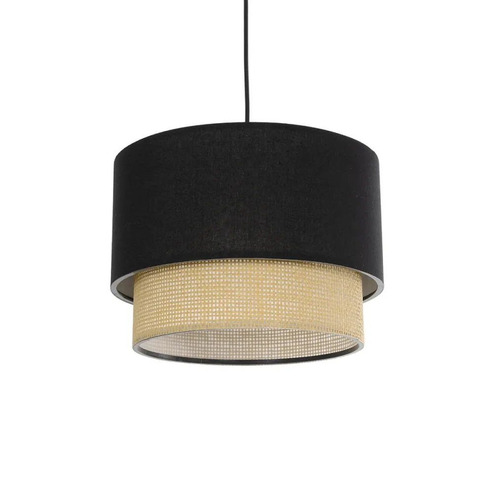 GLOBOSTAR® BIGGIE 204-0098 Μοντέρνο Κρεμαστό Φωτιστικό Οροφής με Ντουί 1 x E27 AC 220-240V IP20 - Μαύρο & Μπεζ - Μ30 x Π30 x Υ23,5cm
