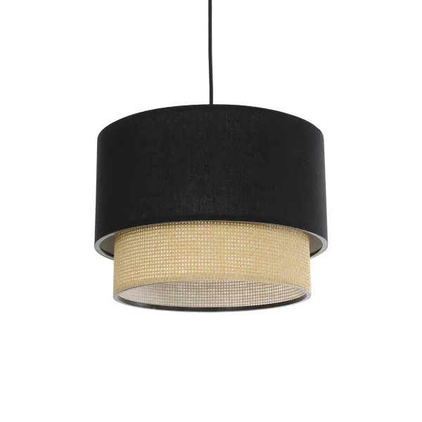 GLOBOSTAR® BIGGIE 204-0098 Μοντέρνο Κρεμαστό Φωτιστικό Οροφής με Ντουί 1 x E27 AC 220-240V IP20 - Μαύρο & Μπεζ - Μ30 x Π30 x Υ23,5cm