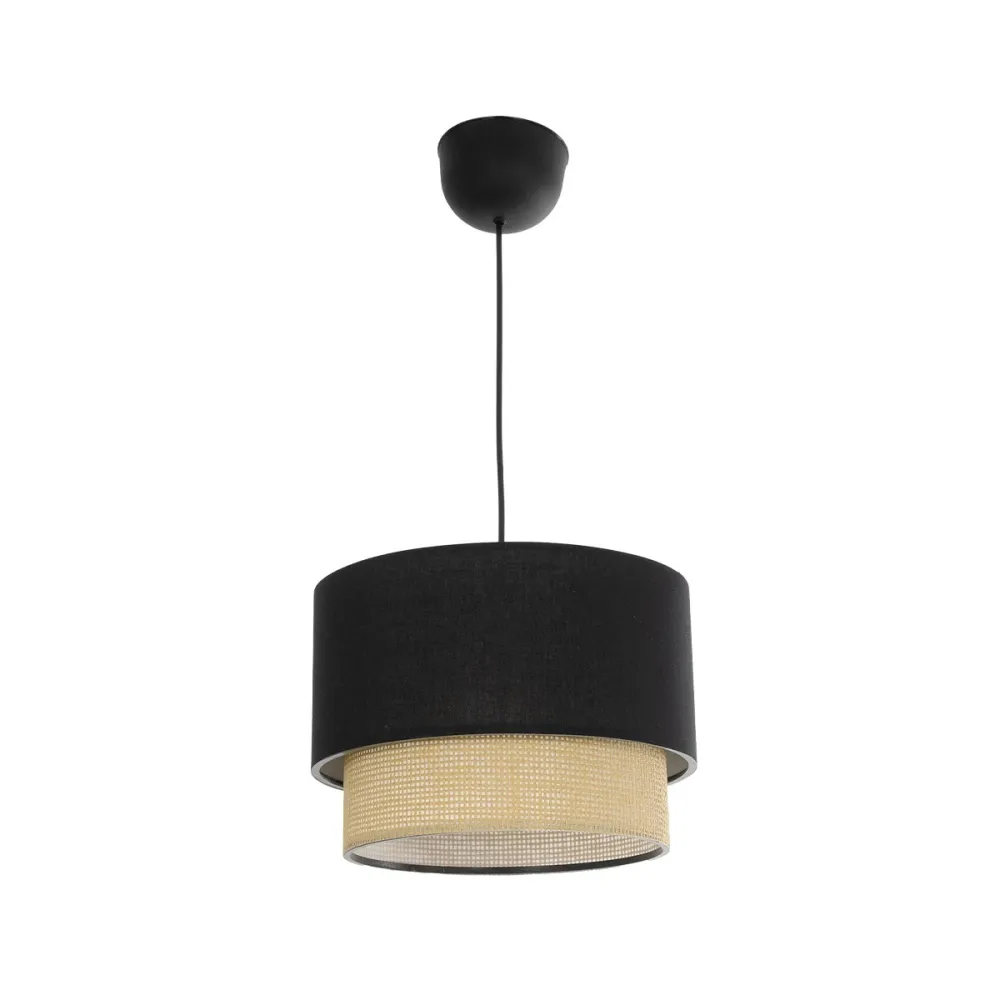 GLOBOSTAR® BIGGIE 204-0098 Μοντέρνο Κρεμαστό Φωτιστικό Οροφής με Ντουί 1 x E27 AC 220-240V IP20 - Μαύρο & Μπεζ - Μ30 x Π30 x Υ23,5cm