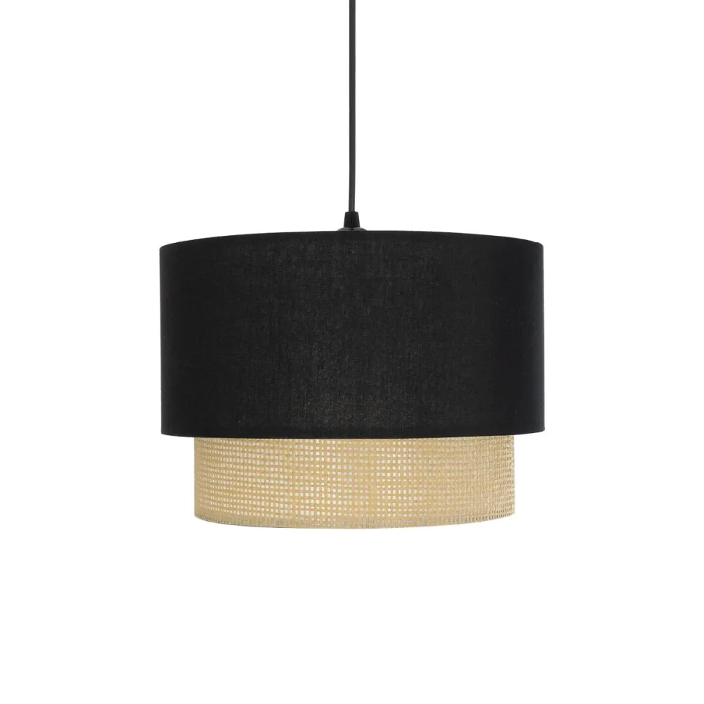 GLOBOSTAR® BIGGIE 204-0098 Μοντέρνο Κρεμαστό Φωτιστικό Οροφής με Ντουί 1 x E27 AC 220-240V IP20 - Μαύρο & Μπεζ - Μ30 x Π30 x Υ23,5cm