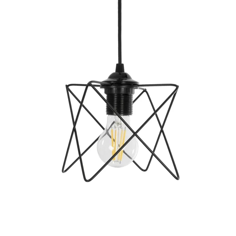 GLOBOSTAR® PATRICK 204-0109 Μοντέρνο Κρεμαστό Φωτιστικό Οροφής με Ντουί 1 x E27 AC 220-240V IP20 - Μαύρο - Μ14 x Π14 x Υ16cm