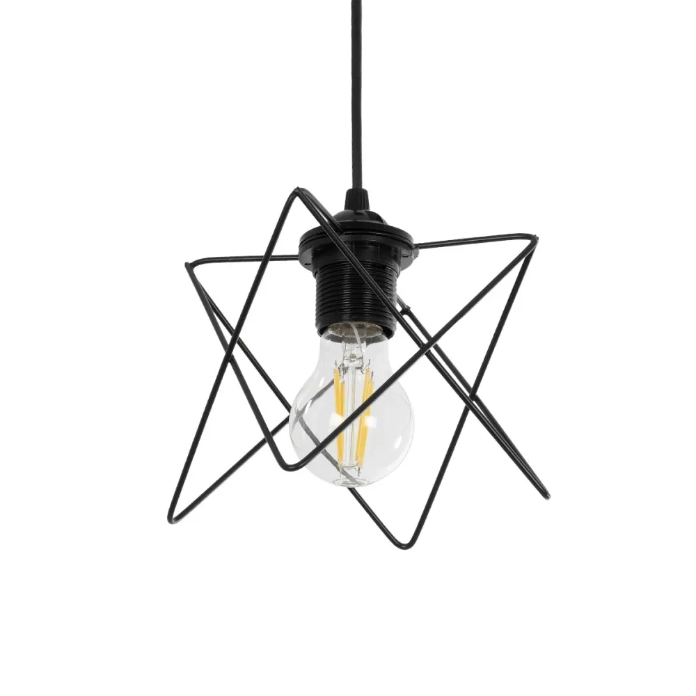 GLOBOSTAR® PATRICK 204-0109 Μοντέρνο Κρεμαστό Φωτιστικό Οροφής με Ντουί 1 x E27 AC 220-240V IP20 - Μαύρο - Μ14 x Π14 x Υ16cm