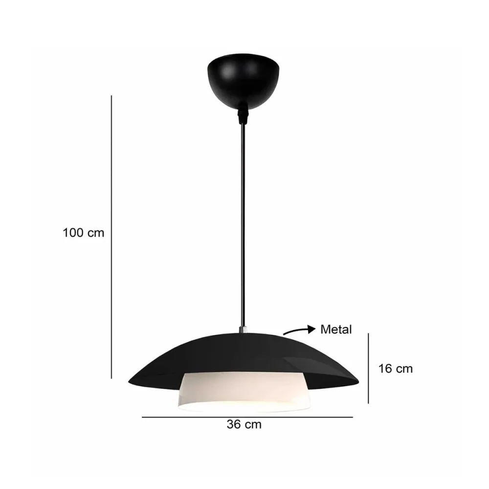GLOBOSTAR® AURA 204-0117 Μοντέρνο Κρεμαστό Φωτιστικό Οροφής με Ντουί 1 x E27 AC 220-240V IP20 - Μαύρο & Λευκό - Μ37 x Π37 x Υ14,5cm