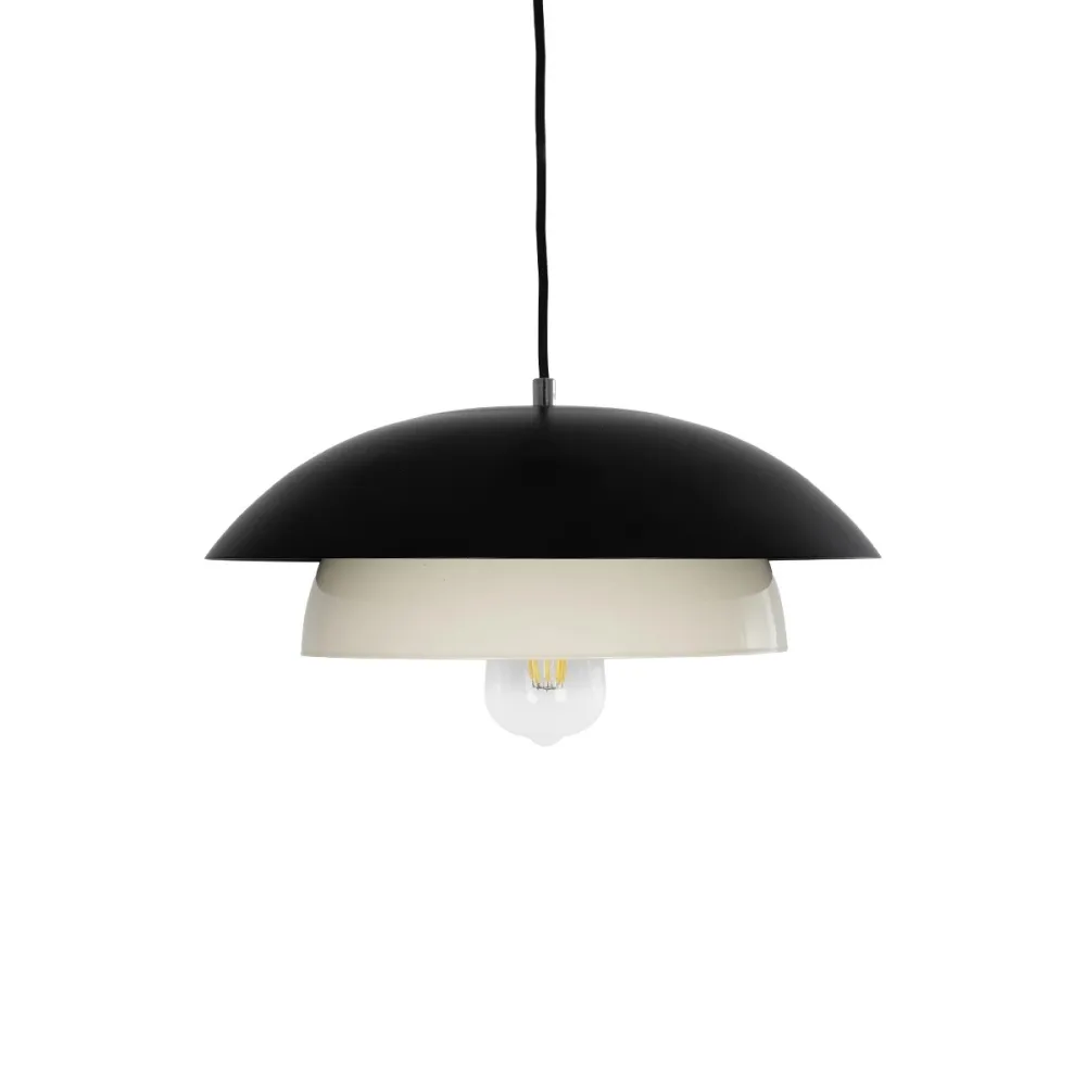 GLOBOSTAR® AURA 204-0117 Μοντέρνο Κρεμαστό Φωτιστικό Οροφής με Ντουί 1 x E27 AC 220-240V IP20 - Μαύρο & Λευκό - Μ37 x Π37 x Υ14,5cm