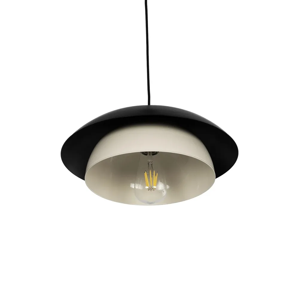 GLOBOSTAR® AURA 204-0117 Μοντέρνο Κρεμαστό Φωτιστικό Οροφής με Ντουί 1 x E27 AC 220-240V IP20 - Μαύρο & Λευκό - Μ37 x Π37 x Υ14,5cm