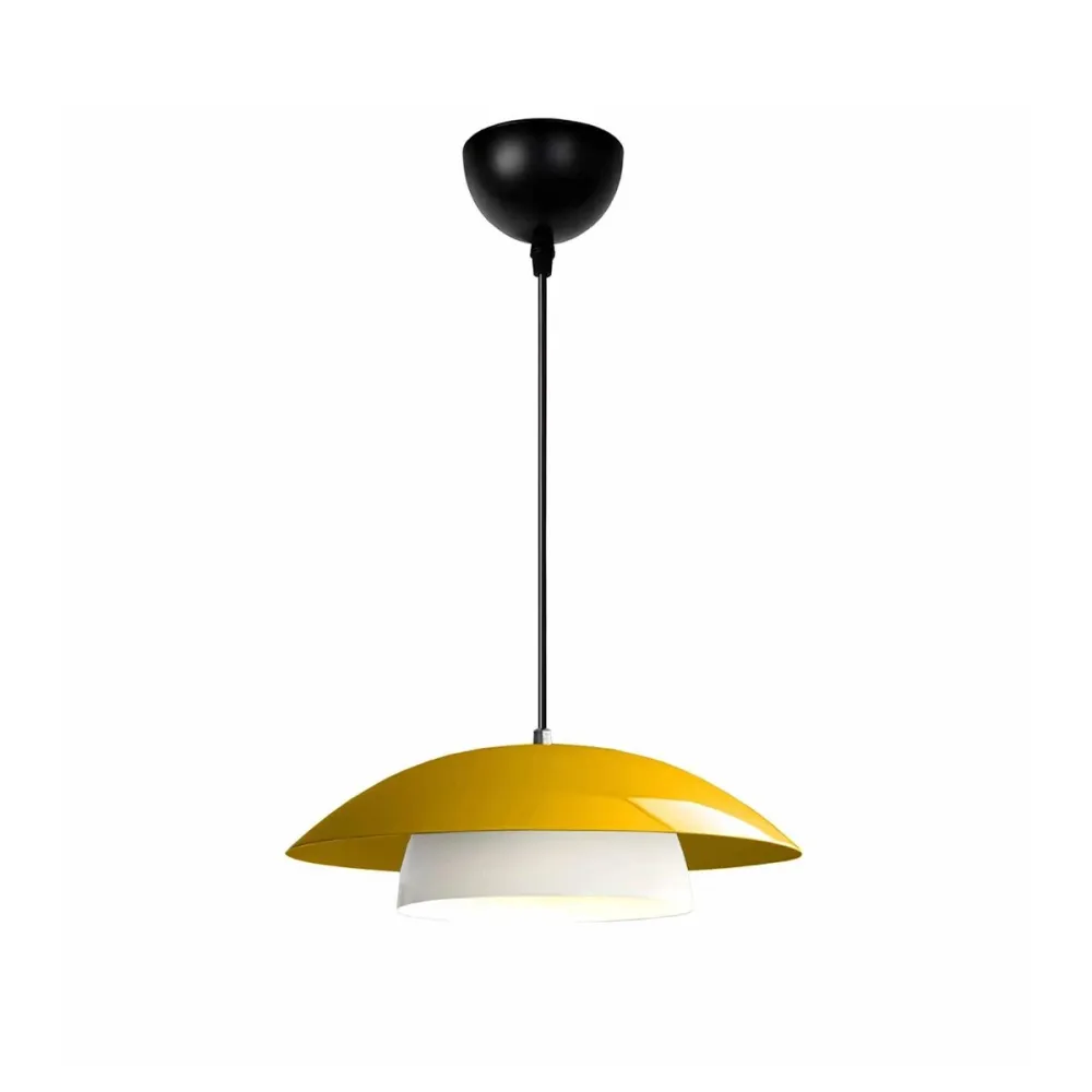 GLOBOSTAR® AURA 204-0118 Μοντέρνο Κρεμαστό Φωτιστικό Οροφής με Ντουί 1 x E27 AC 220-240V IP20 - Κίτρινο & Λευκό - Μ31 x Π31 x Υ27cm