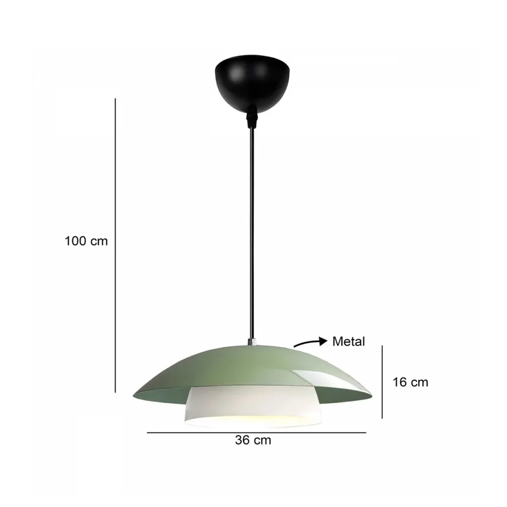 GLOBOSTAR® AURA 204-0119 Μοντέρνο Κρεμαστό Φωτιστικό Οροφής με Ντουί 1 x E27 AC 220-240V IP20 - Πράσινο & Λευκό - Μ31 x Π31 x Υ27cm