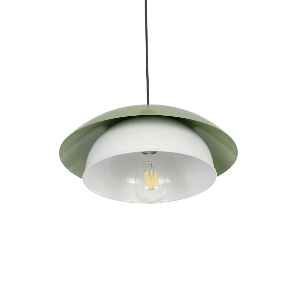 GLOBOSTAR® AURA 204-0119 Μοντέρνο Κρεμαστό Φωτιστικό Οροφής με Ντουί 1 x E27 AC 220-240V IP20 - Πράσινο & Λευκό - Μ31 x Π31 x Υ27cm