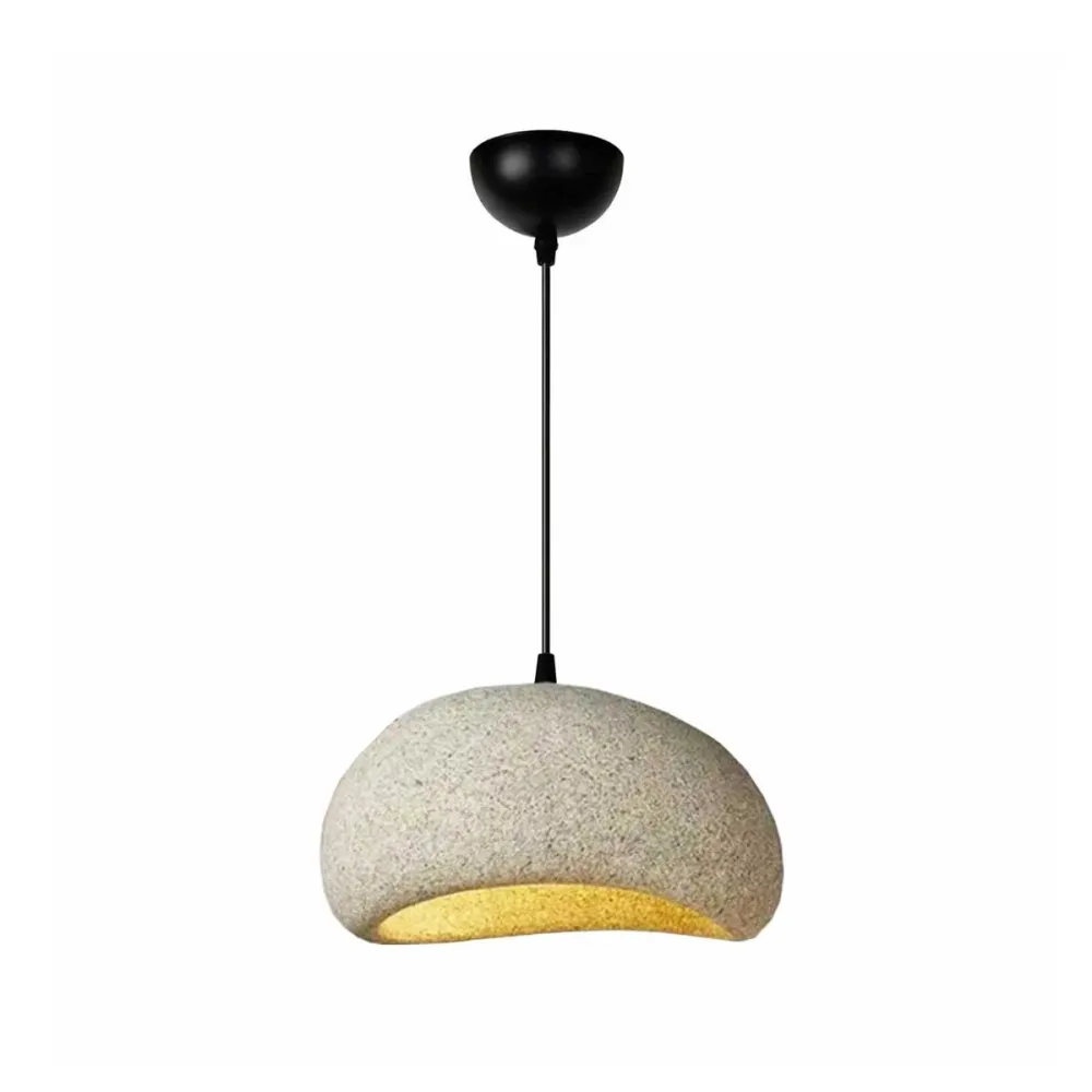 GLOBOSTAR® STONE 204-0123 Μοντέρνο Κρεμαστό Φωτιστικό Οροφής με Ντουί 1 x E27 AC 220-240V IP20 - Γκρι Μπέζ - Μ35 x Π31 x Υ26cm