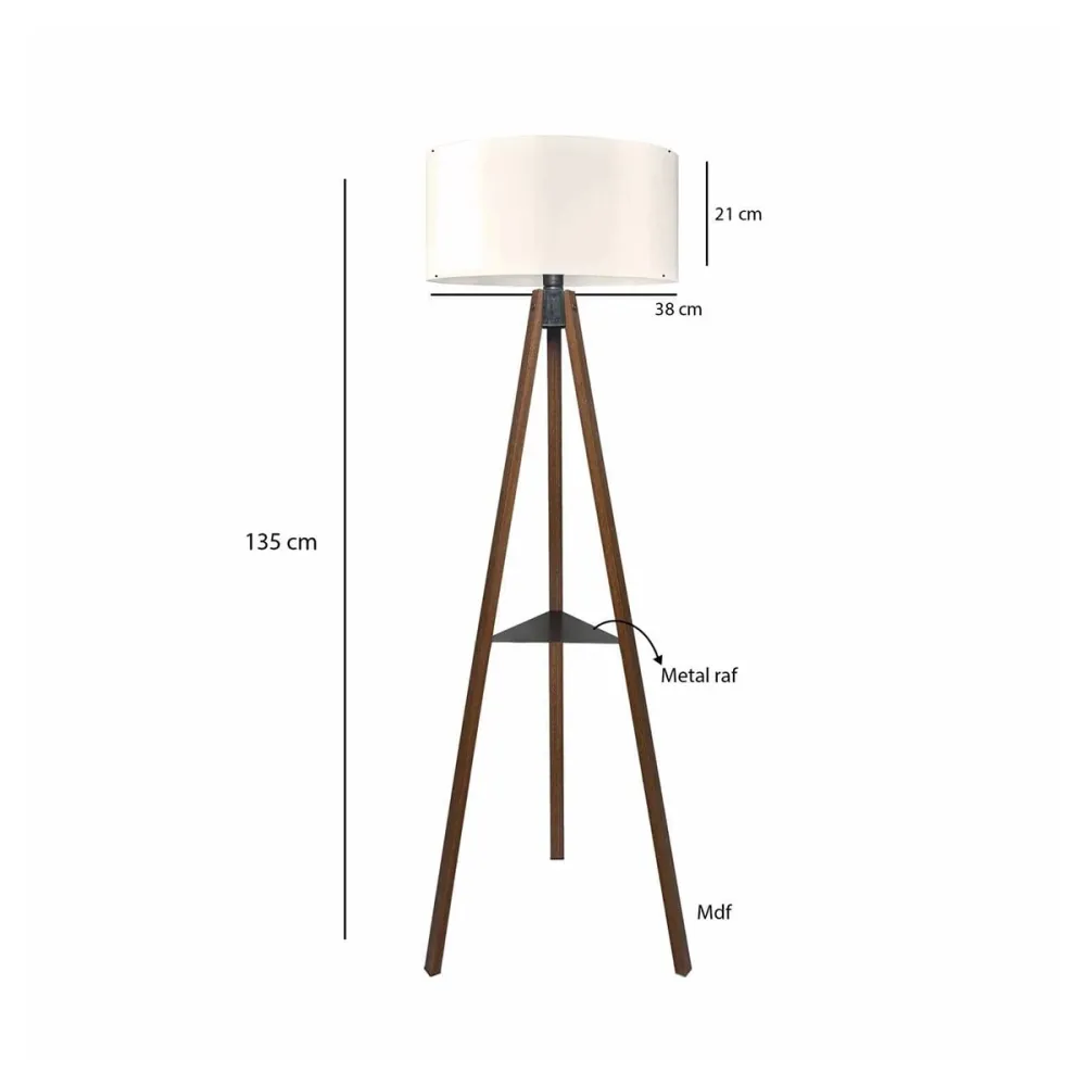 GLOBOSTAR® SHELF 204-0129 Μοντέρνο Επιδαπέδιο Φωτιστικό με Ντουί 1 x E27 AC 220-240V IP20 - Καφέ & Μπεζ - Μ45 x Π45 x Υ135cm