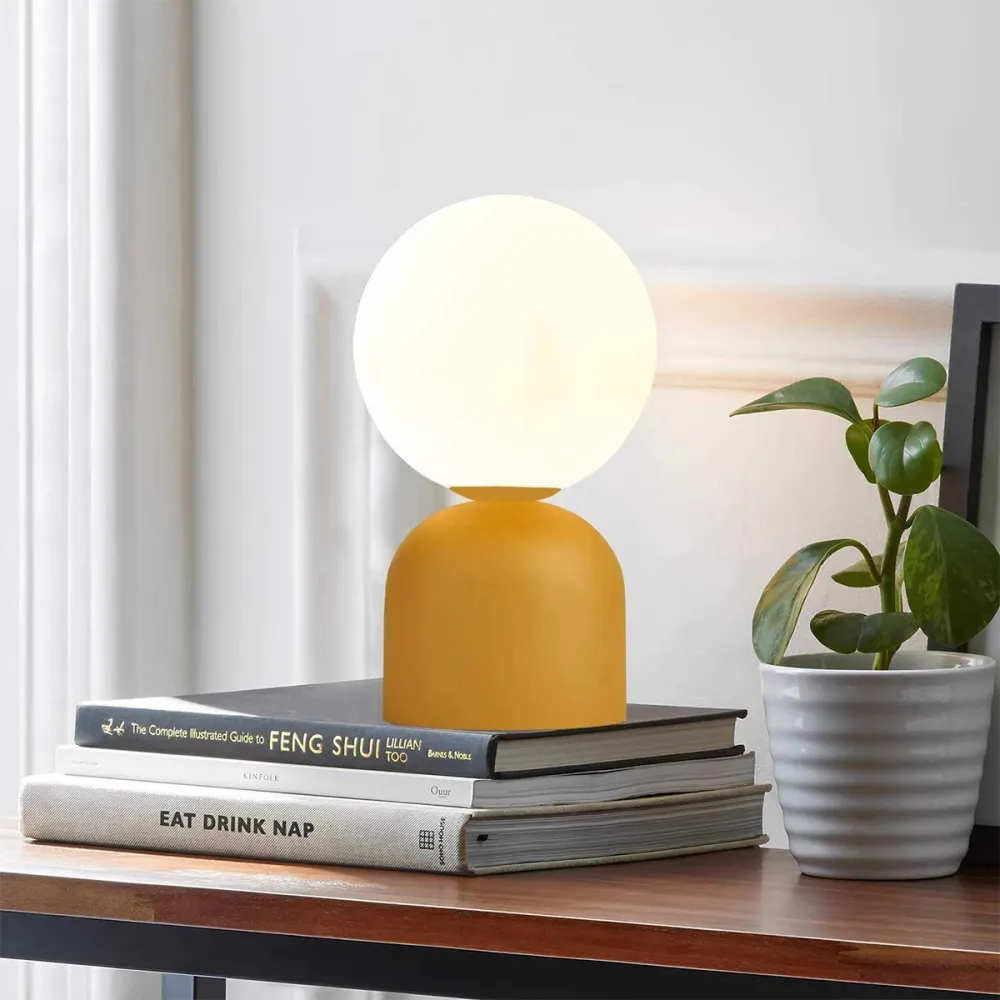 GLOBOSTAR® MAGIC 204-0131 Μοντέρνο Επιτραπέζιο Φωτιστικό Πορτατίφ με Ντουί 1 x E14 AC 220-240V IP20 - Κίτρινο & Λευκό - Μ15 x Π15 x Υ28cm